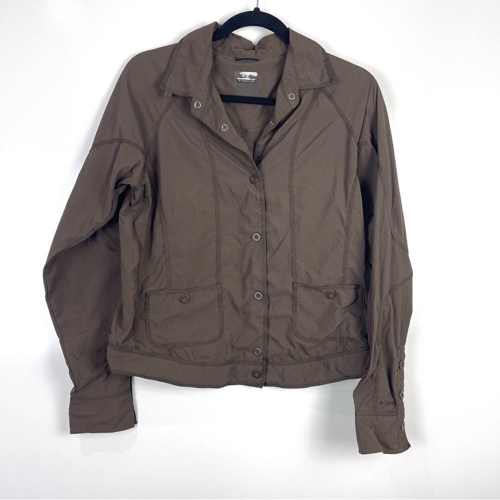 Columbia Sportswear Titanium Lightweight Button Front Jacket Brown Womens Medium